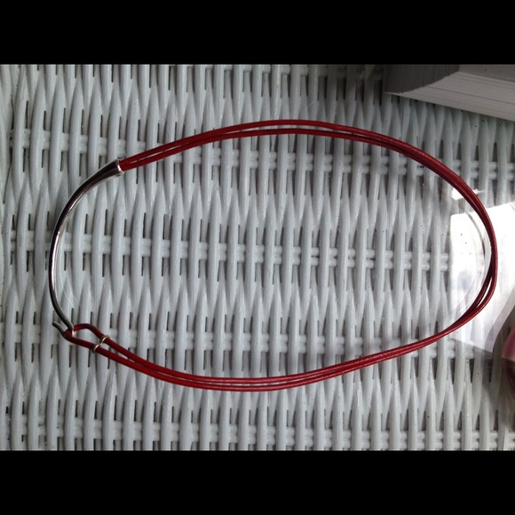 Unique!  Red Leather Necklace!