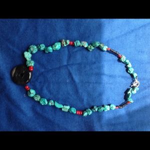 Chunky REAL Turquoise necklace with REAL Red Coral