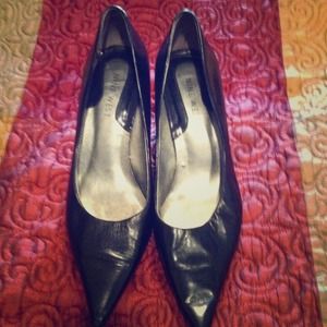 Ladies black dress leather shoes