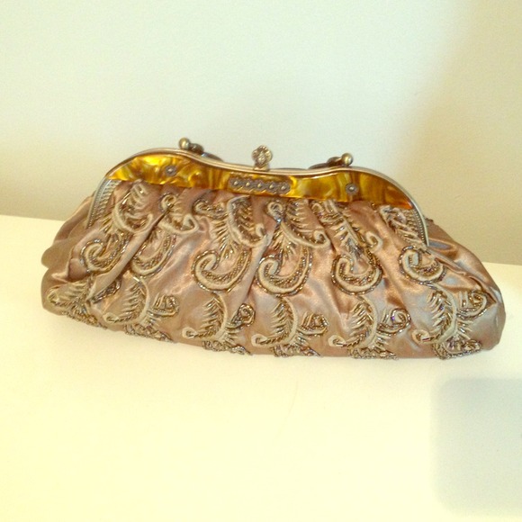 Bronze beaded handbag