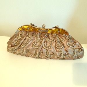 Bronze beaded handbag