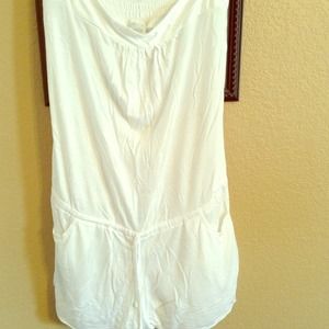 White bathing suit romper coverup