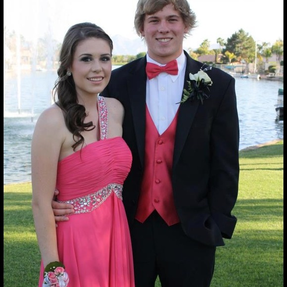 Pink long prom dress