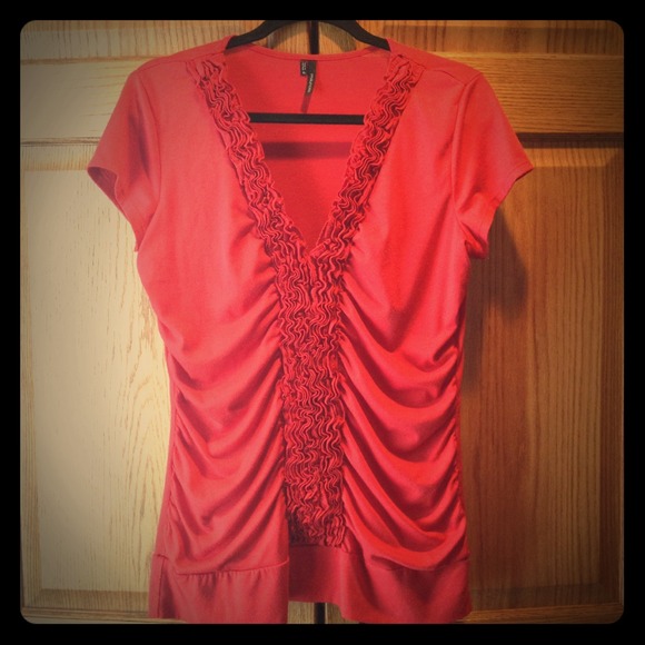 Sold in bundle - Maurices Red Ruched Top