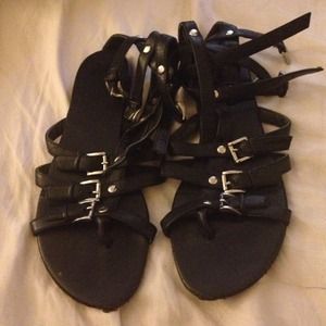 Black gladiator sandals