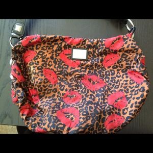 Betsey Johnson Leopard Print & Red Kiss Bag
