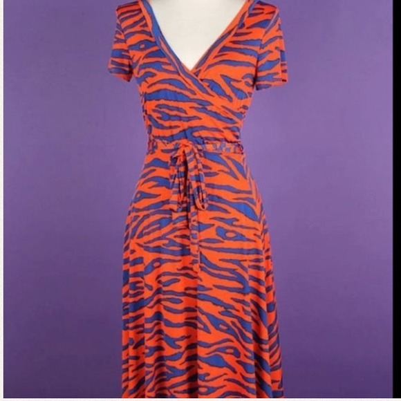 Orange and Blue Tiger Striped Dress