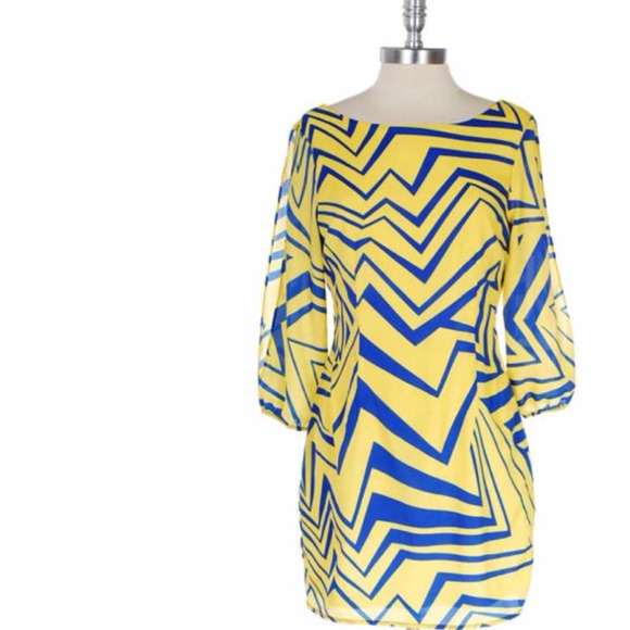 Yellow/Blue Print Dress