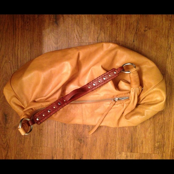 Sigrid Olsen large hobo leather bag in tan.