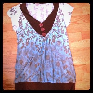 Blue/brown flowered shirt with buttons