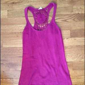 Embroidered magenta tank top