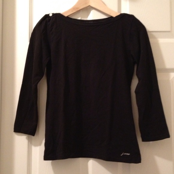 J.Crew Black Boatneck 3/4 Sleeves Top