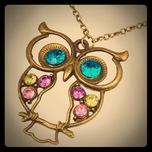 2 Vintage style owl necklace