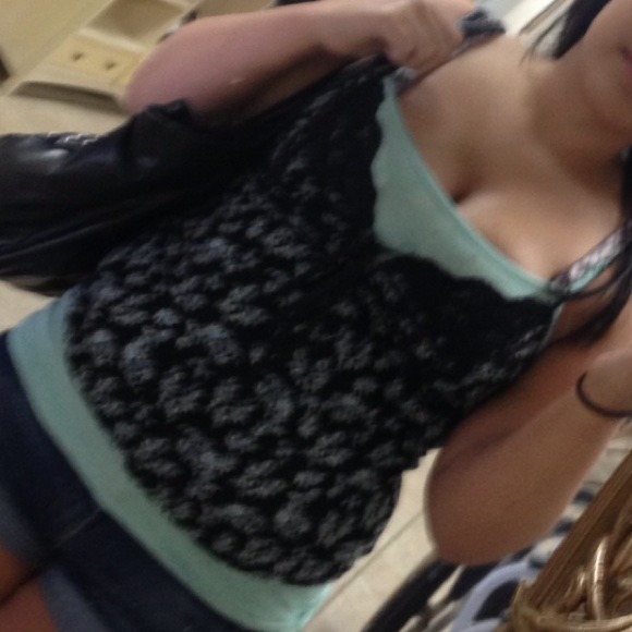 Black and blue floral Lacey tank stretch