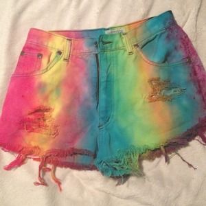 High wasted tie dyed shorts homemade