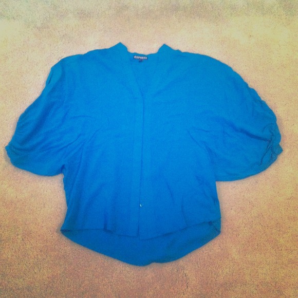 Aqua blue dolman button down