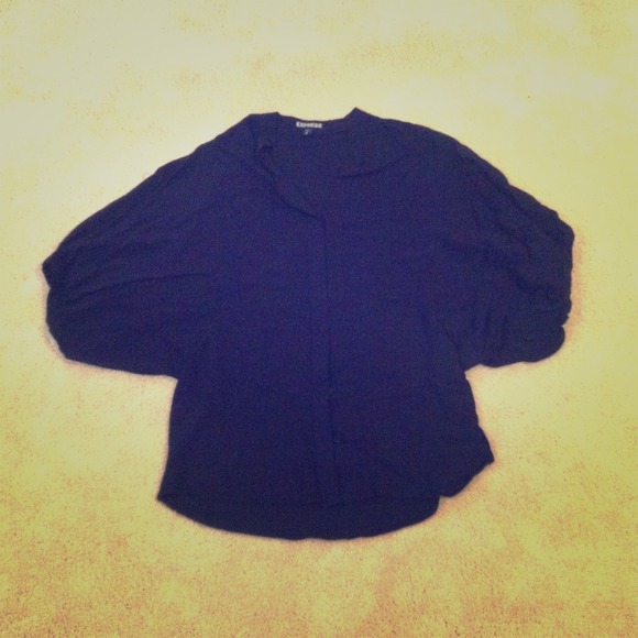 Express black dolman sleeve button down