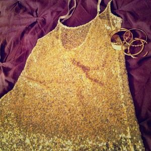 Free People Intimates (Sm) gold sequined dress