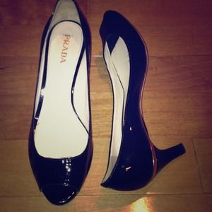 Classic PRADA peep-tie pumps, slightly worn. $150