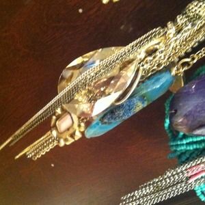 Clear dewdrop gemstone long necklace