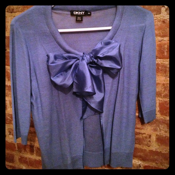 Purple DKNY bow cardigan