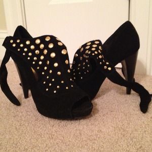 BCBG tie up suede bootie