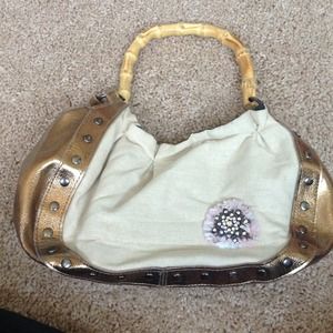 Small Purse w Flower and Bamboo-like handle