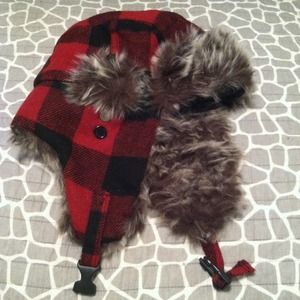 Red Plaid Trapper hat