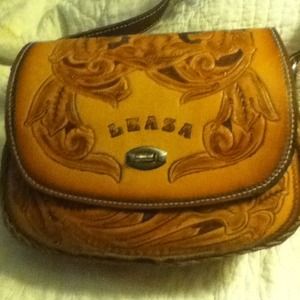 PRICE REDUCED!Handmade, hand stamped leather purse