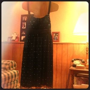 Greenish dress with black and sparkles