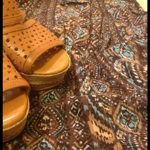 Brown and Teal Tribal Print Romper