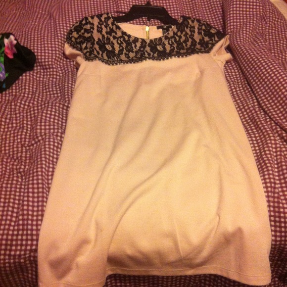 H&M peach dress with black lace on top!!!
