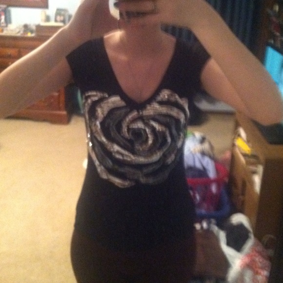 Sequined flower top