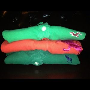 3 polos. Hollister, Express, and Abercrombie.