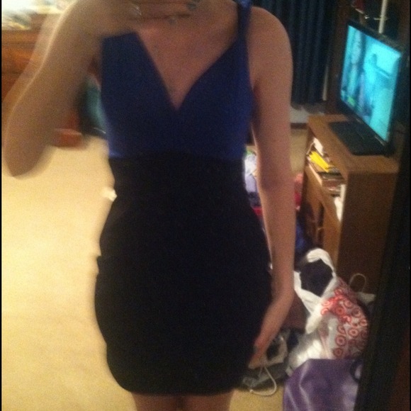 Blue top black bottom dress
