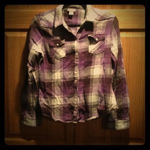 Sold in bundle - Plum Plaid Flannel Shirt