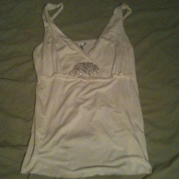 Sequined ivory embellished tank