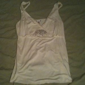 Sequined ivory embellished tank