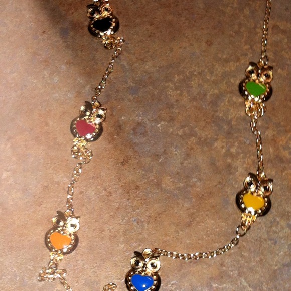 ⛔SOLD TO @afbummer⛔OWL NECKLACE&rhinestone earring