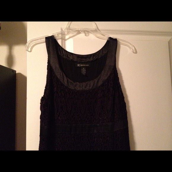 Black I-N-C satin and lace dress size Med petite - Picture 2 of 4