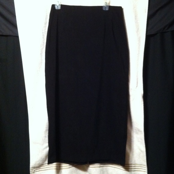 Long black faux suede skirt