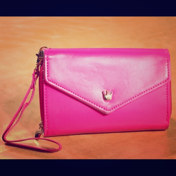iPhone 4/4S holder + wallet in hot pink 💕