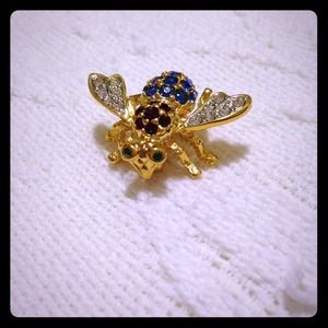 Ruby and Royal Blue Bumble Bee Pin