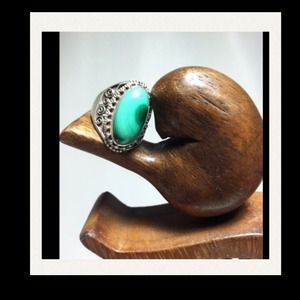 Scrolled Sterling Silver Malachite Ring