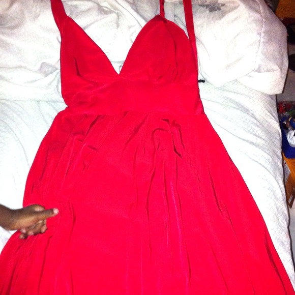 Red halter dress