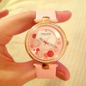 Akribos Gold & Pink band watch