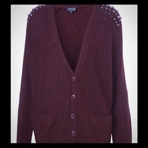 🚫Burgundy Studded Knitted Cardigan from TopShop
