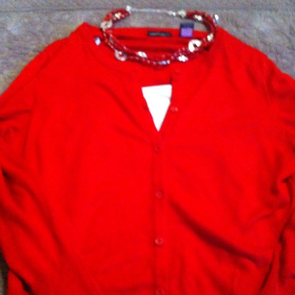 ✨✨RESERVED✨✨✨Red long sleeve button up sweater.