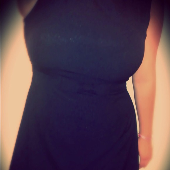 Black ribbon dress lace up back