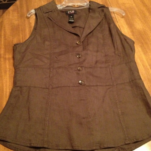 Brown button up top